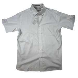 NEW Daniel Cremieux Gray Supima Cotton Button‎ Down Short Sleeve Shirt, Size L